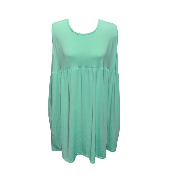 Sleeveless Mint Green Loose-Fit Tunic Dress With Pockets For Women Sz 2XL-3XL - Picture 4 of 9